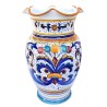 Scalloped edge umbrella stand Deruta ceramic majolica hand painted rich Deruta yellow