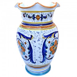 Scalloped edge umbrella stand Deruta ceramic majolica hand painted rich Deruta yellow