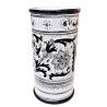 Cylindrical umbrella stand Deruta majolica hand painted rich Deruta black