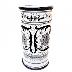 Cylindrical umbrella stand Deruta majolica hand painted rich Deruta black