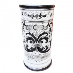 Cylindrical umbrella stand Deruta majolica hand painted rich Deruta black