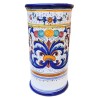 Cylindrical umbrella stand Deruta majolica hand painted rich Deruta blue