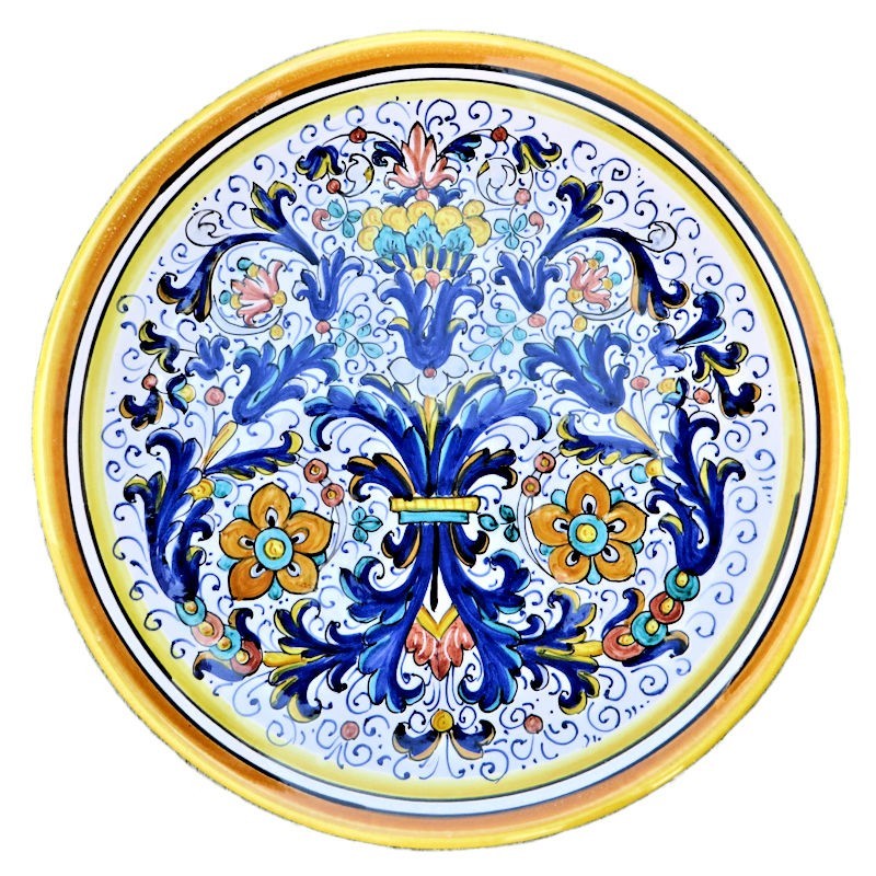 Piatto da parete ceramica maiolica Deruta ricco Deruta giallo classico