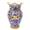 Scalloped edge umbrella stand Deruta ceramic majolica hand painted colored arabesque