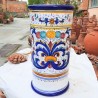 Portaombrelli cilindrico ceramica maiolica Deruta dipinto a mano ricco Deruta blu