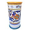 Cylindrical umbrella stand Deruta majolica ceramic hand painted rich Deruta yellow