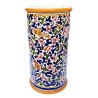 Cylindrical umbrella stand Deruta majolica ceramic hand painted colored arabesque