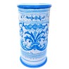 Cylindrical umbrella stand Deruta majolica hand painted rich Deruta turquoise