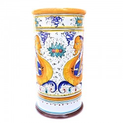 Cylindrical umbrella stand Deruta majolica ceramic hand painted raphaelesque