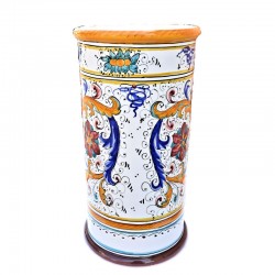 Cylindrical umbrella stand Deruta majolica ceramic hand painted raphaelesque