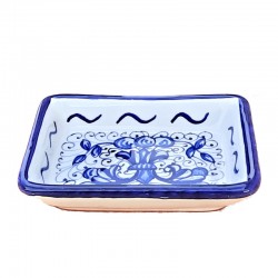 Rectangular soap dish majolica ceramic Deruta rich Deruta blue single color