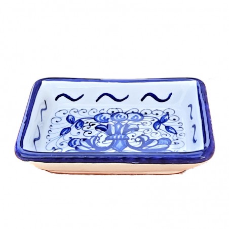 Rectangular soap dish majolica ceramic Deruta rich Deruta blue single color