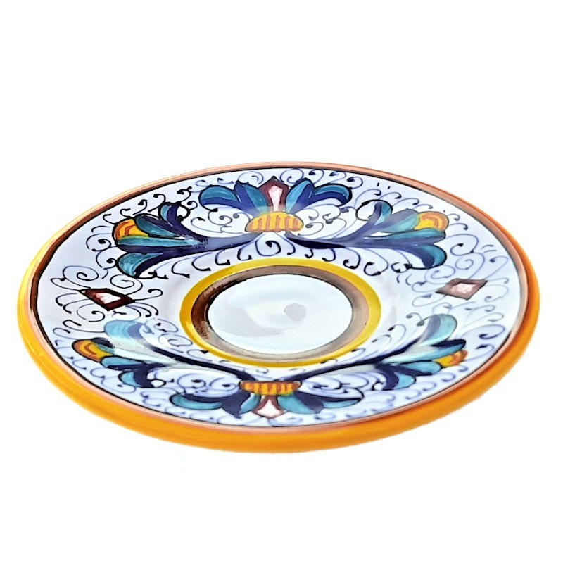 Tazza te con piatto ceramica maiolica Deruta ricco Deruta giallo