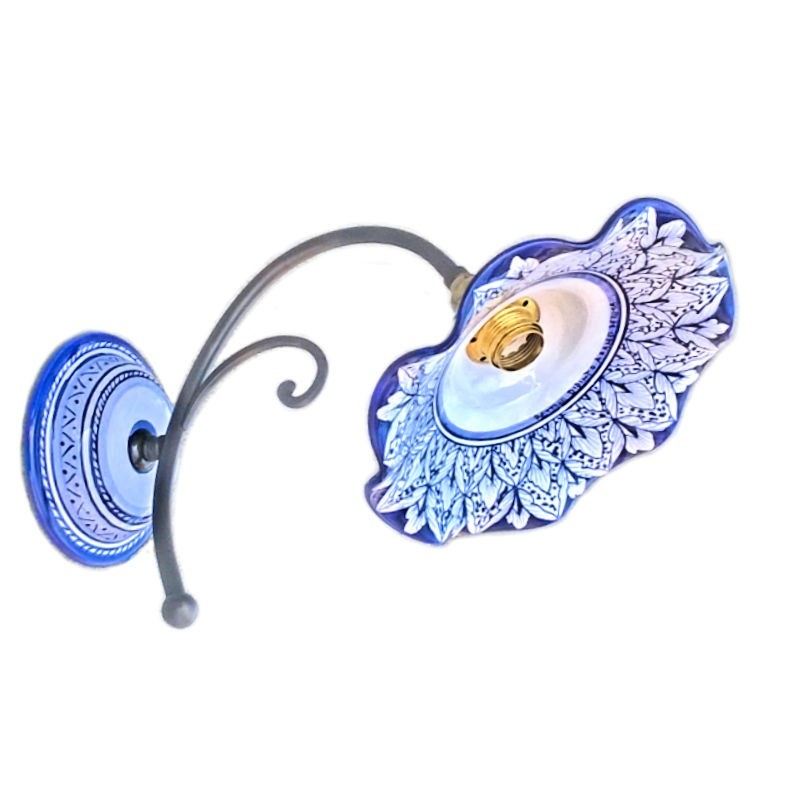 Scalloped applique with iron ceramic majolica Deruta blue Lucia