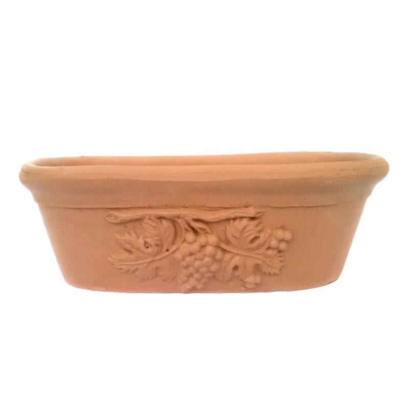 Piccolo vaso ovale terracotta Deruta per piante grasse aromatiche