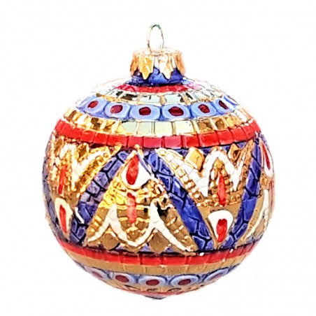 Christmas ornaments ball majolica ceramic Deruta gold decotation blue