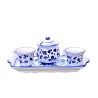 Set caffè ceramica maiolica Deruta arabesco blu 4 pz