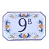 Classic house number ceramic majolica Deruta hand painted blue edge