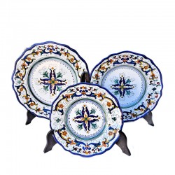 Servizio piatti tavola smerlati ceramica maiolica Deruta ricco Deruta blu centrino