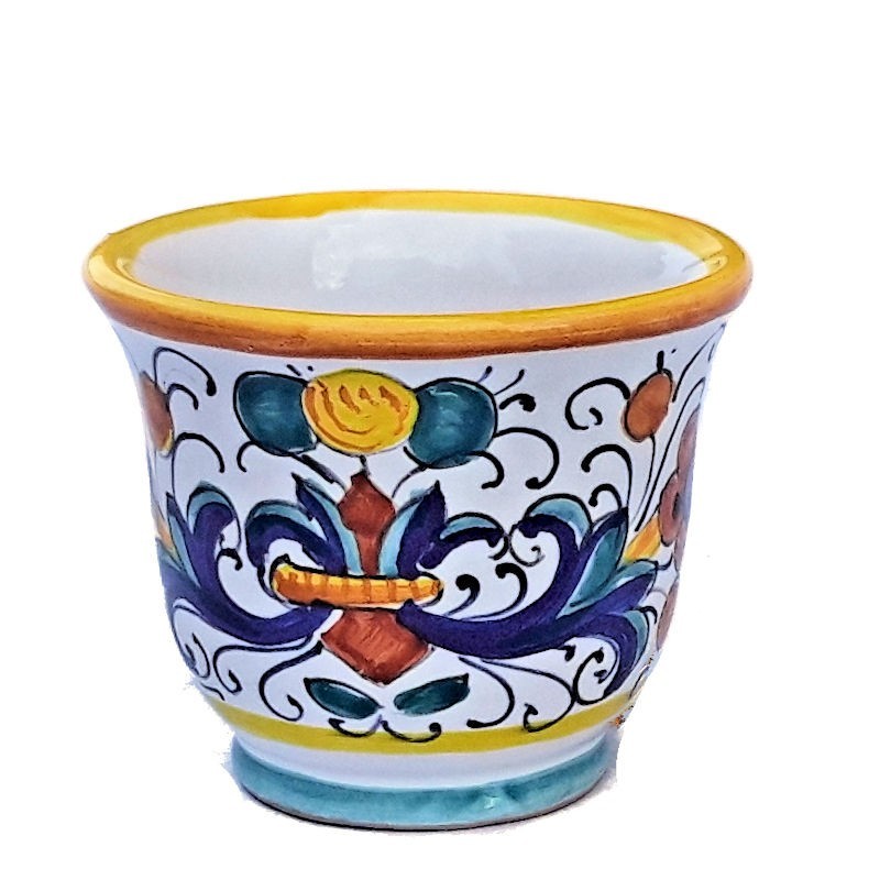 Tazzina caffè ceramica maiolica Deruta ricco Deruta giallo