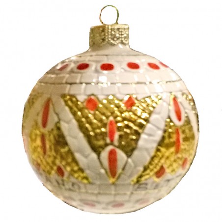 Christmas ornaments ball majolica ceramic Deruta gold decotation white