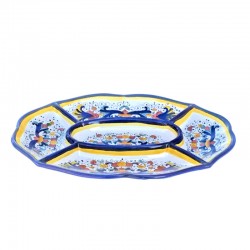 Antipastiera ovale 5 scomparti ceramica maiolica Deruta ricco Deruta blu