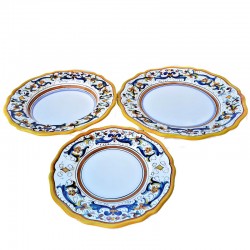 Scalloped table Set 3 PCS ceramic majolica deruta rich Deruta yellow