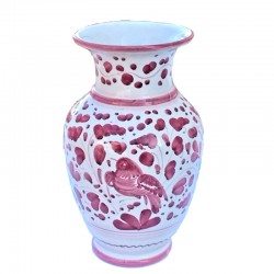 Vaso portafiori ceramica maiolica Deruta dipinto a mano decoro Arabesco Rosso