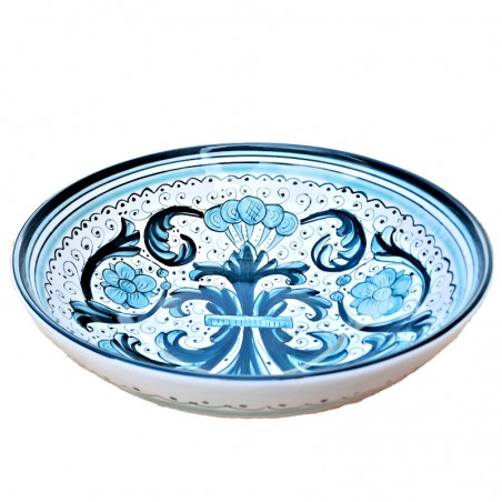 Salad bowl majolica ceramic Deruta rich Deruta green single color