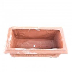 Small rectangular terracotta box with festoon handmade