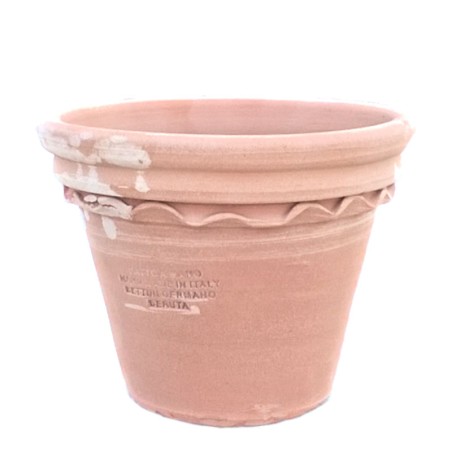 Testaccia terracotta vase with scalloped edge handmade