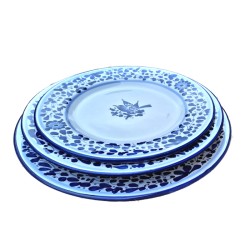 Plates table set 3 PCS ceramic majolica Deruta blue arabesque