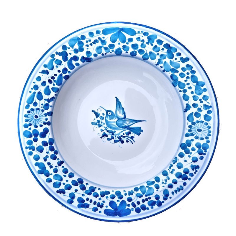 Table plate majolica ceramic Deruta turquoise arabesque single color