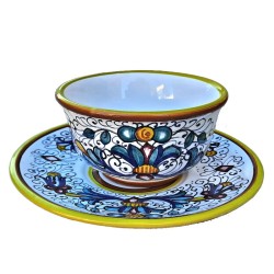 Italian Ceramics Espresso Cup & Saucer - Arabesco Blue