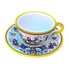 Tea cup with saucer majolica ceramic Deruta rich Deruta yellow