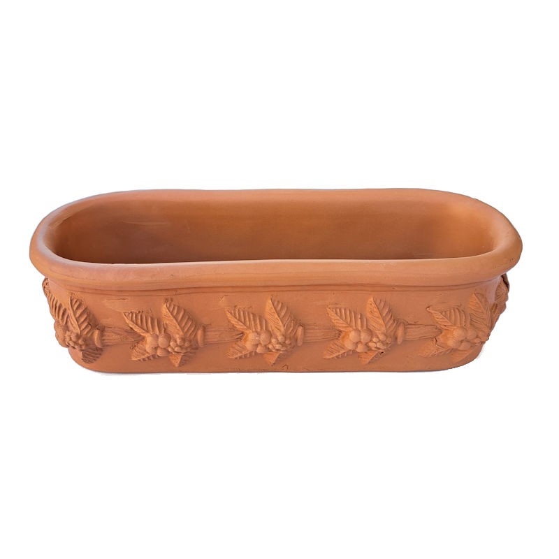Piccolo vaso ovale terracotta Deruta per piante grasse aromatiche