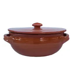 Terracotta skillet with lid handmade