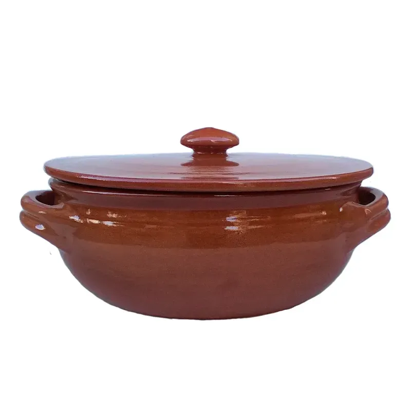 Terracotta skillet with lid handmade