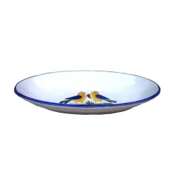 Oval serving plate majolica ceramic Deruta little bird