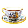 Tazza colazione con piatto ceramica maiolica Deruta raffaellesco