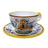 Tazza colazione con piatto ceramica maiolica Deruta raffaellesco