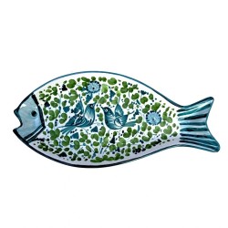 Piatto pesce da portata ceramica maiolica Deruta arabesco verde