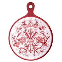 Round cutting board majolica ceramic Deruta rich Deruta red single color