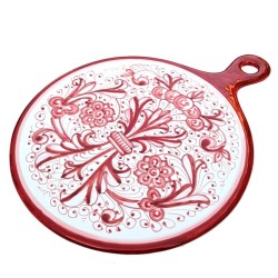 Round cutting board majolica ceramic Deruta rich Deruta red single color