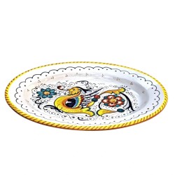 Oval tray majolica ceramic Deruta raphaelesque