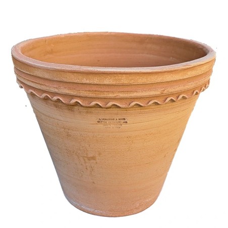 Testaccia terracotta vase with scalloped edge handmade