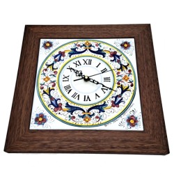 Clock majolica Ceramic Deruta rich Deruta wooden