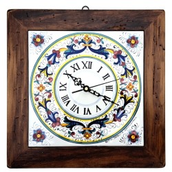 Clock majolica Ceramic Deruta rich Deruta antique wooden