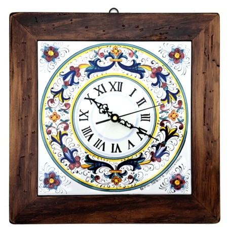 Orologio ceramica legno antico maiolica Deruta ricco Deruta