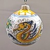 Christmas ornaments ball majolica ceramic Deruta yellow raphaelesque